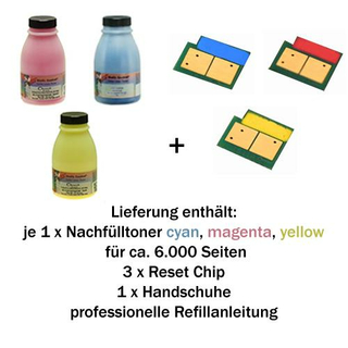 Refill-Set für HP Color LaserJet 3800/CP3505 C,M,Y